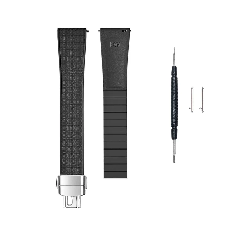 Fashionable Marseille Pattern Fluororubber Smartwatch Strap - Men's High-End Watch Accessory