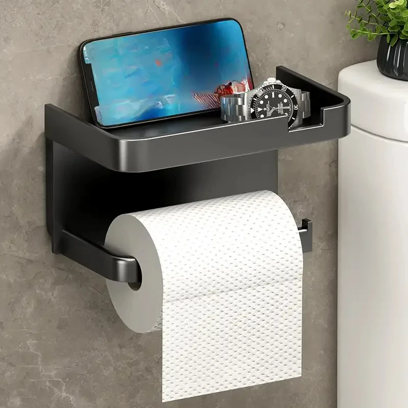 Toilet Paper Rack Toilet Paper Holder Toilet Roll Holder Easy-Install Toilet Paper Holder-Wall-Mounted, No-Punch, Roll Organizer-Bathroom Storage Accessory