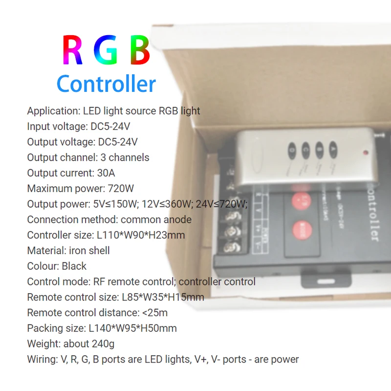 RF LED Ʈѷ  5050 RGB ÷ Ʈ  2835  ,  4 Ű  , 5V, 12V, 24V, DC 30A
