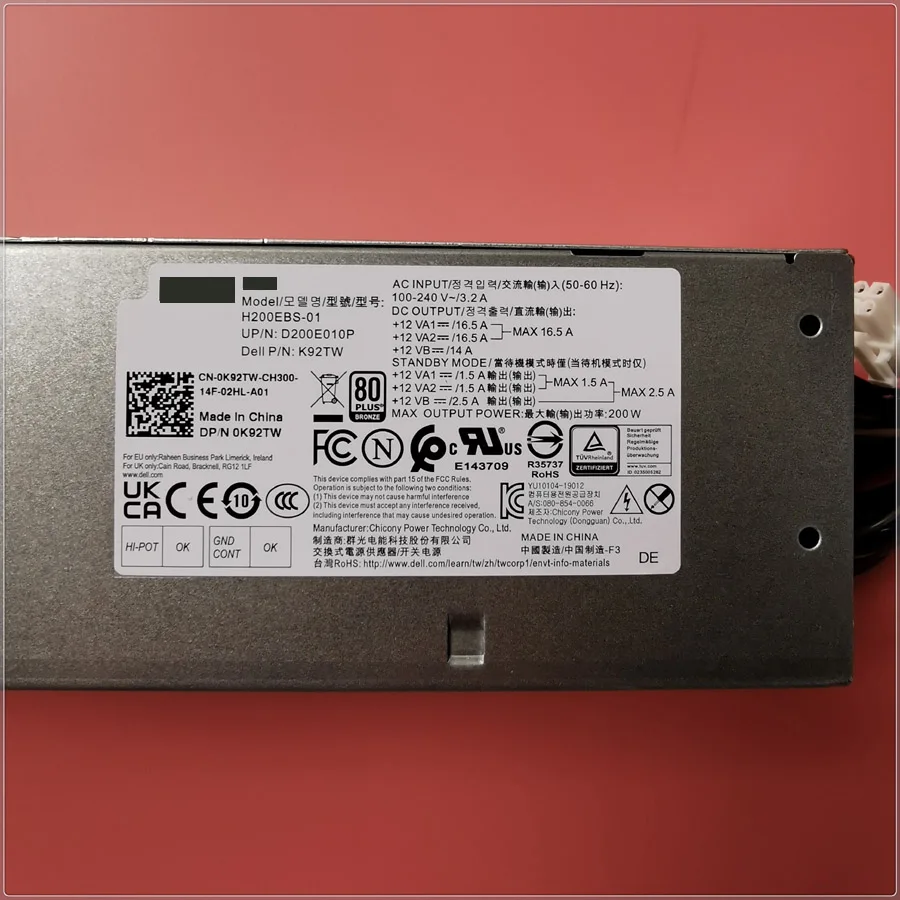 Optiplex 3080 5080 7080 5090 7090 Sff 200w Adaptador de Alimentação Psu H200ebs01 L200ebs-01 H200eps-01 K92tw 5tvm5 52c2p Novo - Imagem 5