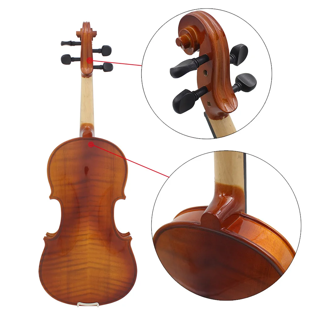 Violin 4/4 1/4 1/8 Acoustic Solid Wood Natural Color Bright Fiddle Basswood Violin Kits Stringed Instrument With Case Bow Stand