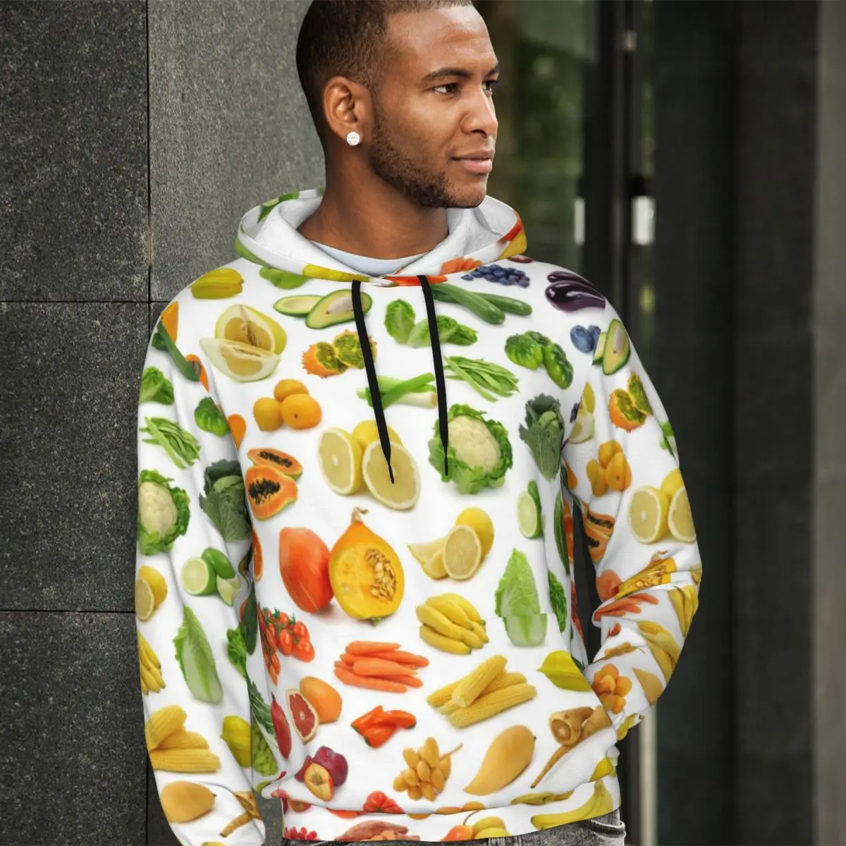 

Vegetarian Casual Hoodies Man Fruits and Vegetables Harajuku Pullover Hoodie Winter Outerwear Basic Sweatshirts Oversize Clothes