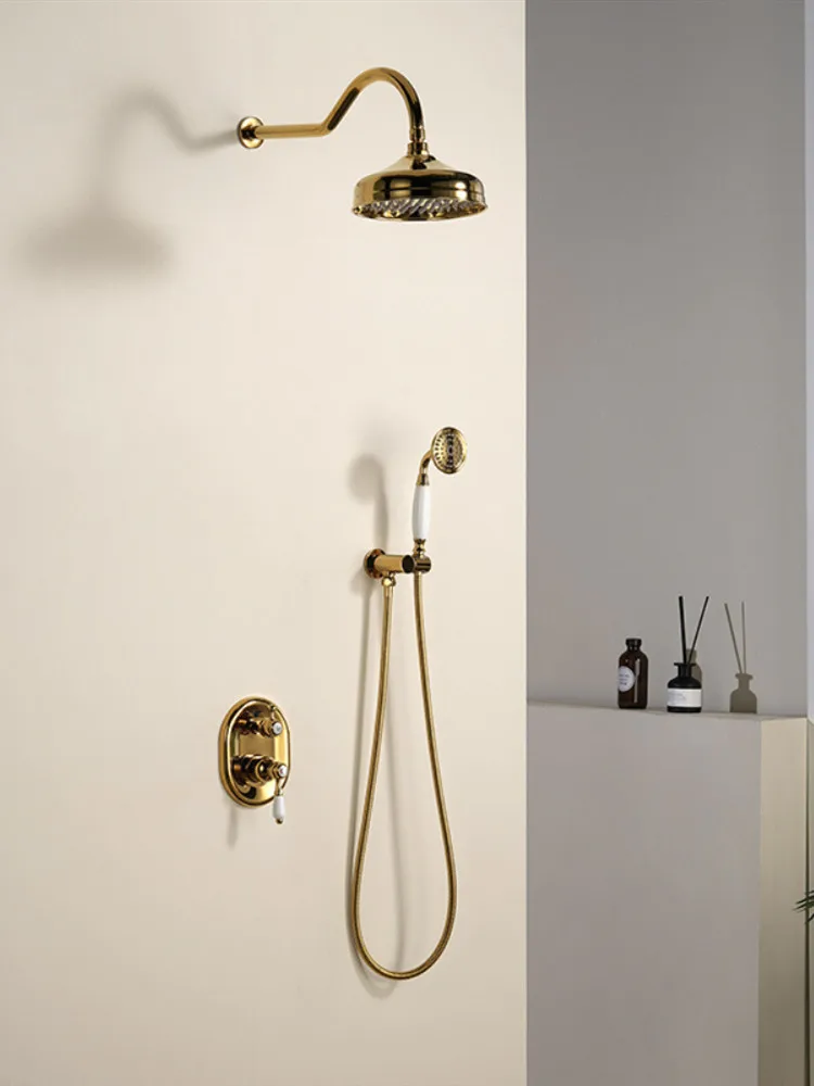 Bathroom Shower Faucet Set Wall Mounted Classical Brass Shower Faucet Set Gold /Chrome Finished Classical Style