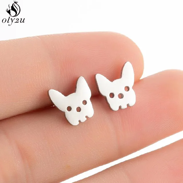 Lovely Stainless Steel Cat Earrings for Women Children Jewelry Trendy Cute Animal Dog Paw Stud Earrings Girls Birthday Gifts 375