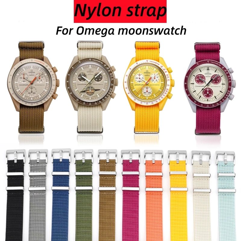 

High quality Nylon canvas Watchband for omega x swatch moonswatch earth for Nato ZULU strap 20mm gray black women men bracelet