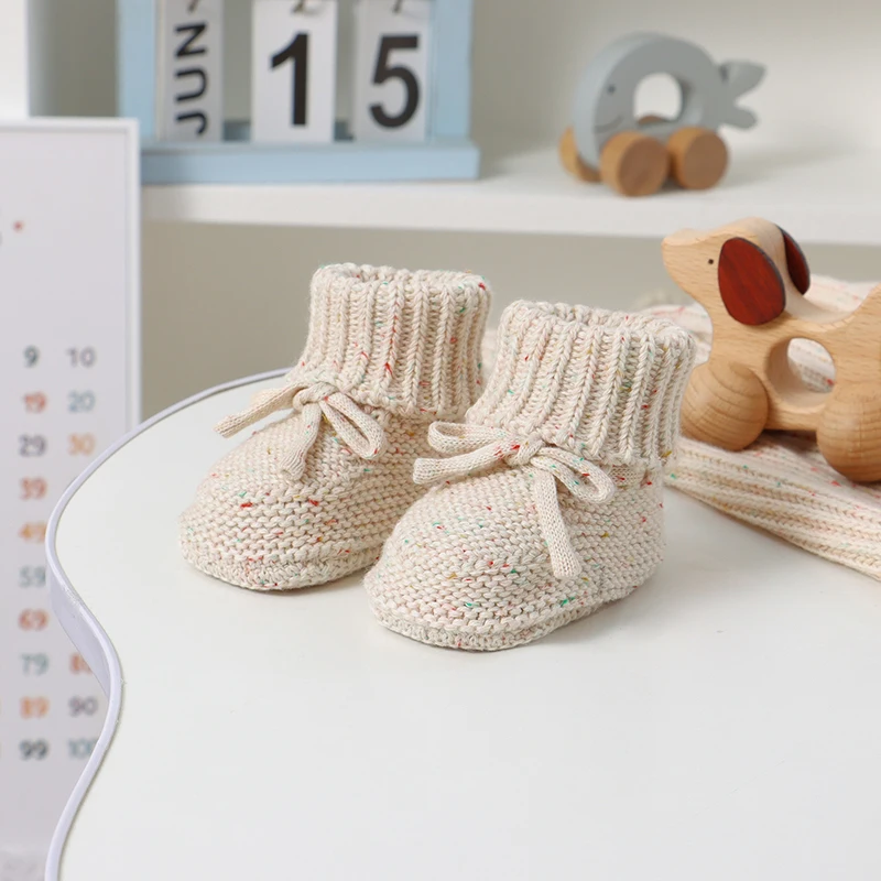 Cozy Knit Baby First Walkers with Bowknot and Soft Non-Slip Soles