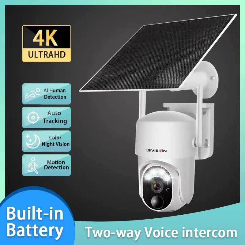 

Solar powered Wireless Security Camera Outdoor 4MP Wi-Fi/4G camera 360°PTZLS