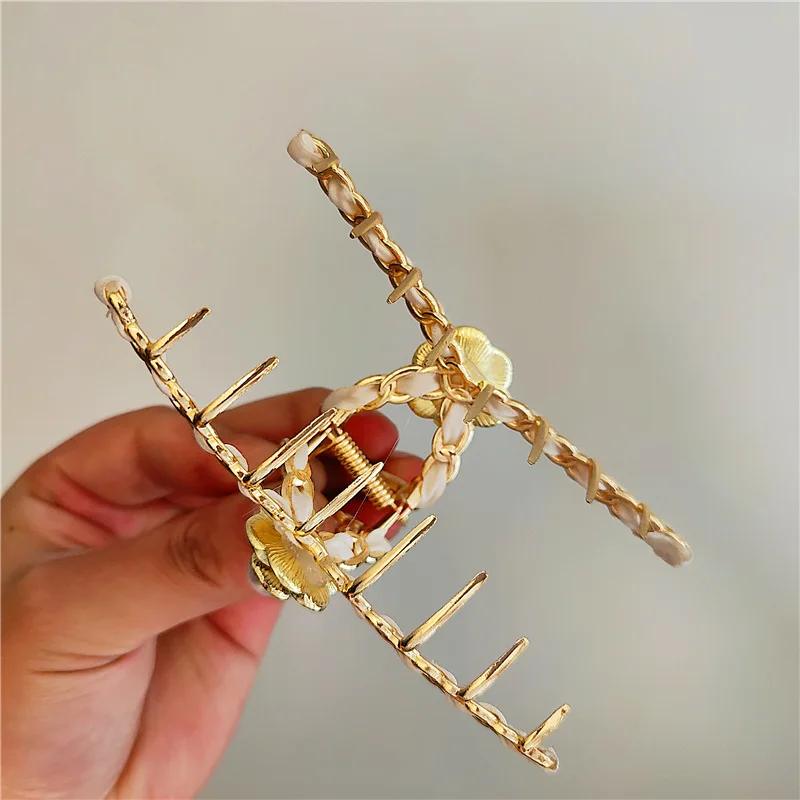 Hair accessory luxury hair claw jewelry camellia crab hair pins for women party clips