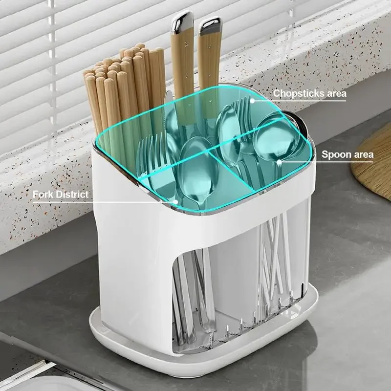 Utensil Holder Cutlery Drainer Kitchen Tableware Storage Bucket Plastic Chopstick Spoon Storage Rack Detachable Kitchen Tools 4