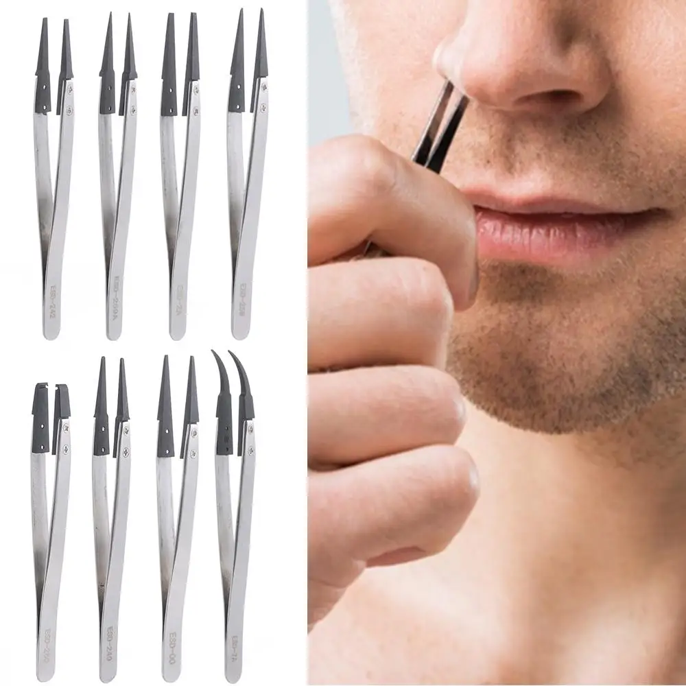 

Hot Hand Tool Parts Plastic Conductive Carbon Fiber ESD Tweezers Stainless Steel Replaceable Tips