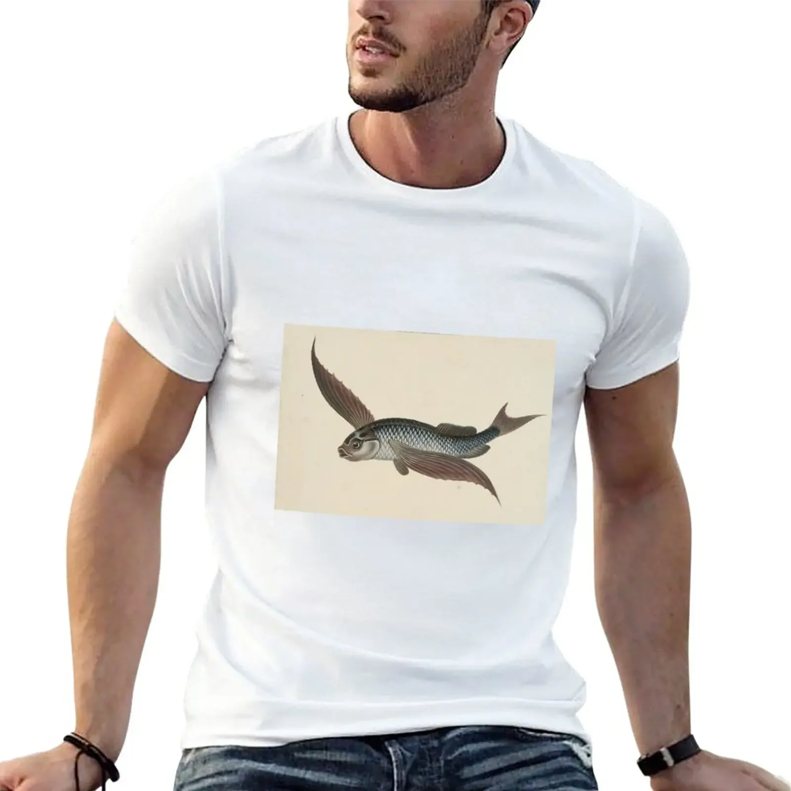 

Vintage Flying Fish T-Shirt quick-drying for a boy plus sizes men clothings