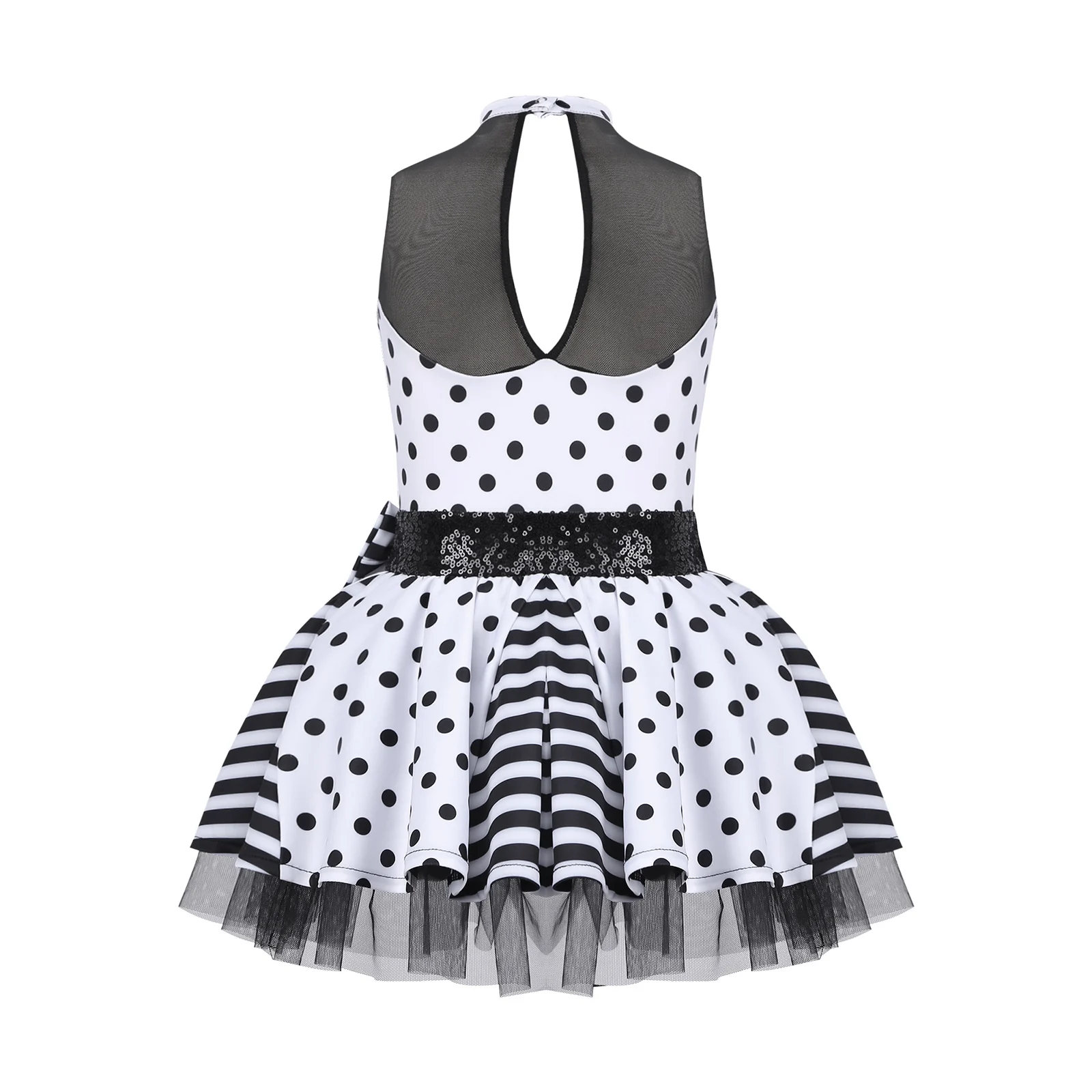 Robe Fille Noire à Pois Avec Ceinture à Nœud Rose Et Jupette Tutu Transparent - Taille 6 - Neuve Avec étiquette