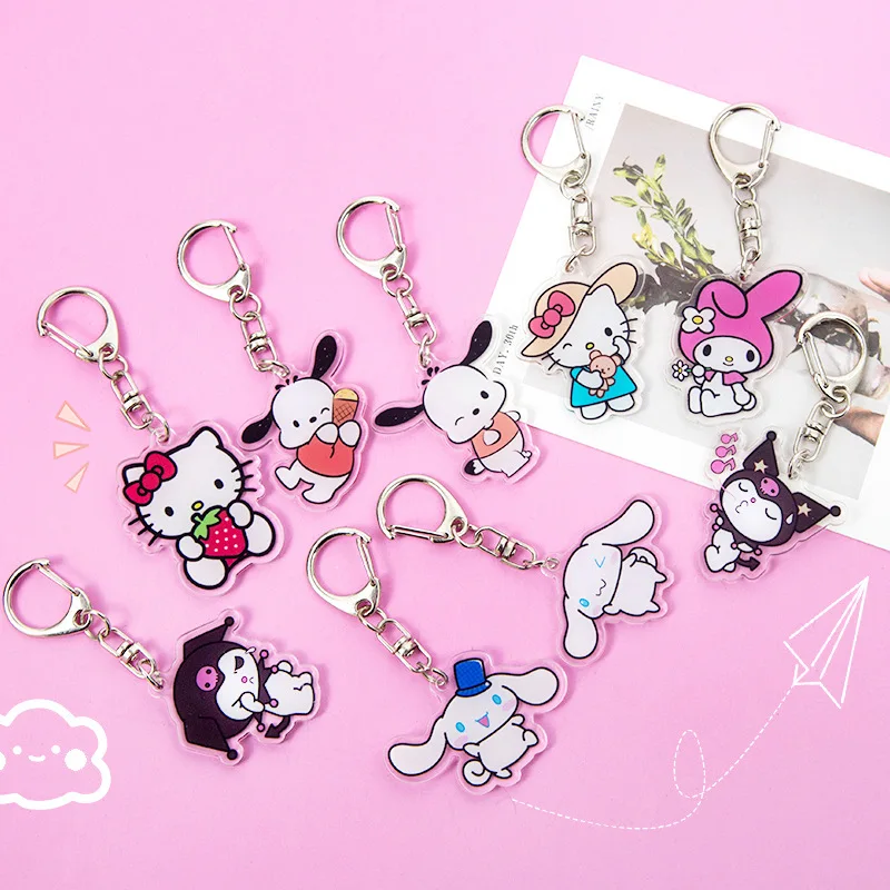 

Hello Kitty Kuromi Anime Peripheral Keychain Schoolbag wallet Pendant Metal Chain Kawaii Decorative Pendant Kid Birthday Gift