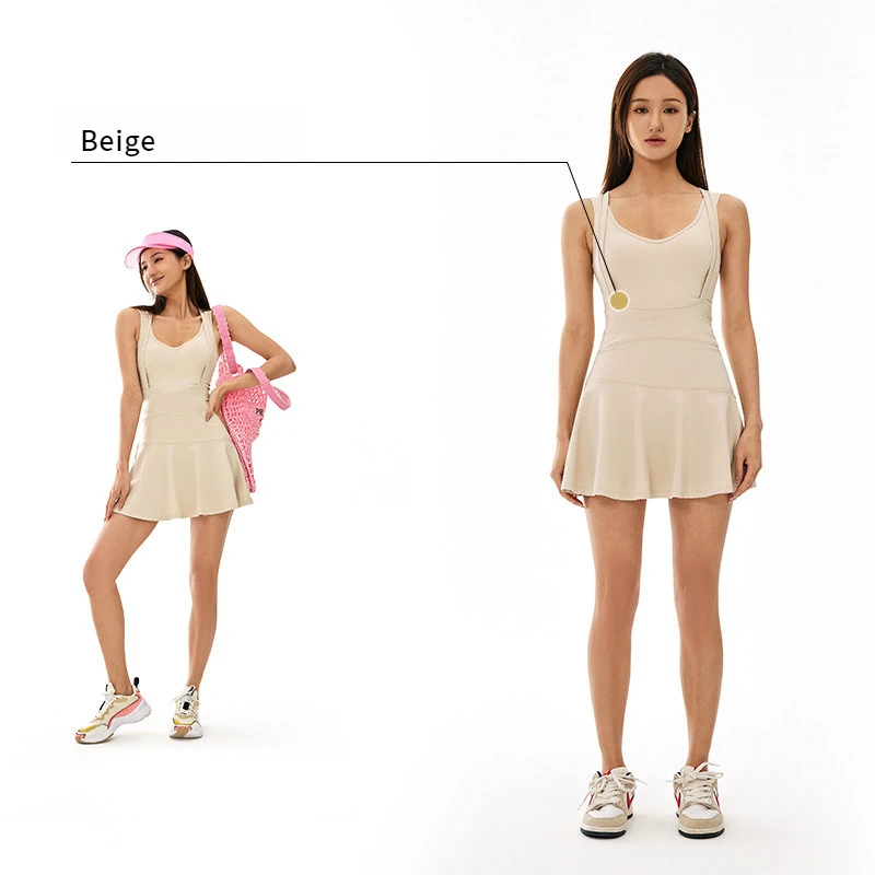 Back Shaping Dress Short Running Tennis Skirt Yoga Clothes Exercise Workout Sports Fitness Breathable Yoga Nude Tennis Clothing