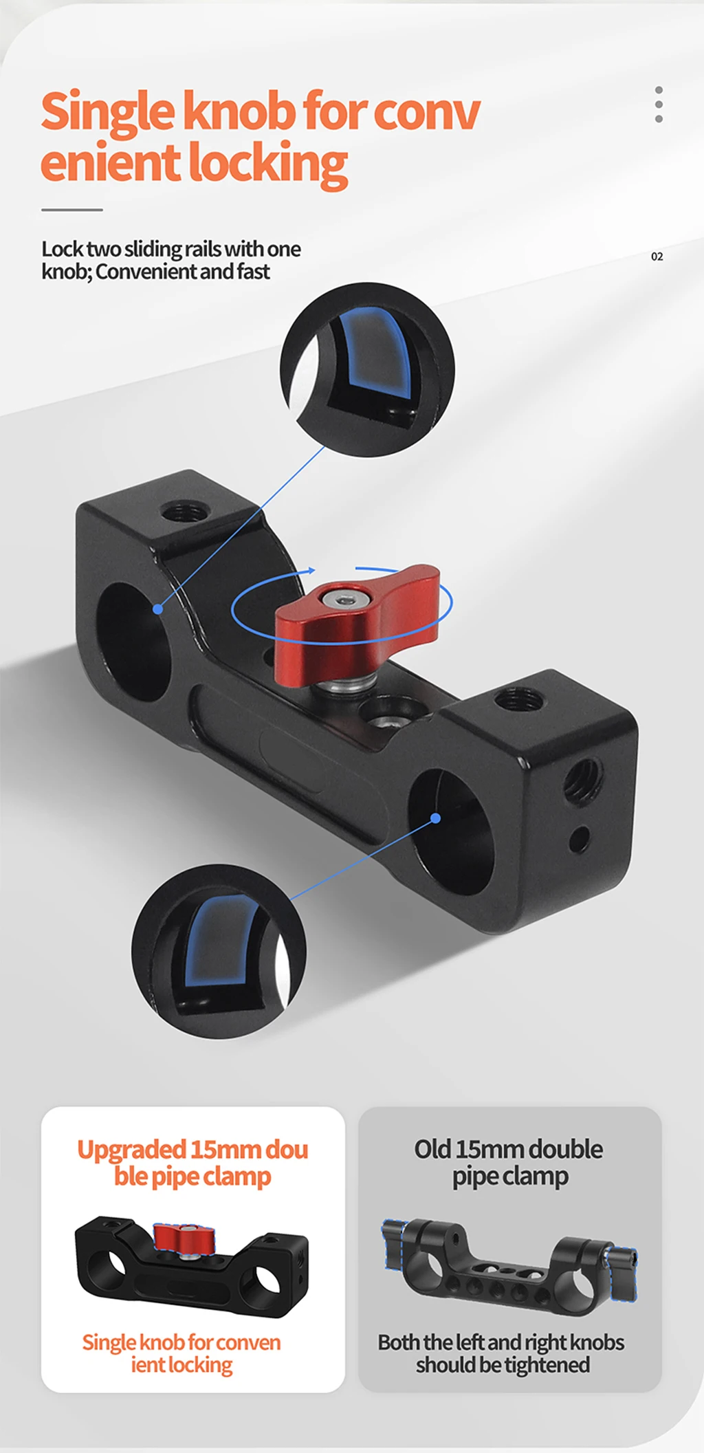 Description Picture 5 of itemLightweight 15mm Rod Clamp Railblock for DSLR Camera 15mm Rail Support System for Follow Focus Universal DSLR Camera Base Plate
