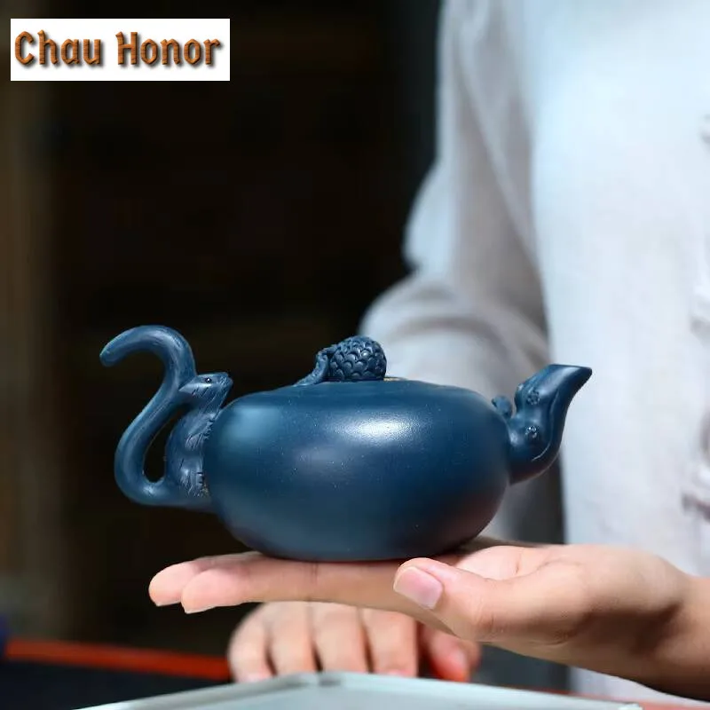 250ml Chinese Yixing Tea Pots Purple Clay Teapot Beauty Kettle Raw Ore Azure Mud Handmade Teaware Tie Guanyin Tea Ceremony