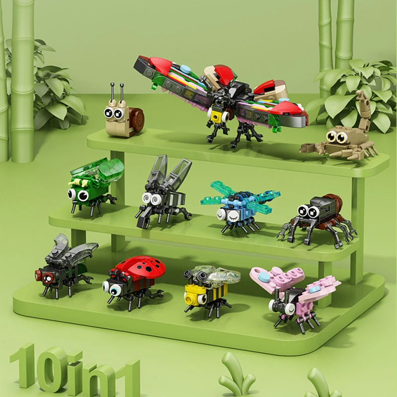 Insekt Tiere Figuren Set Mini Bausteine Spielzeug Montage 3D Konstruktor Micro Ziegel Für Kinder Jungen Geschenk Spielzeug – Detail 5