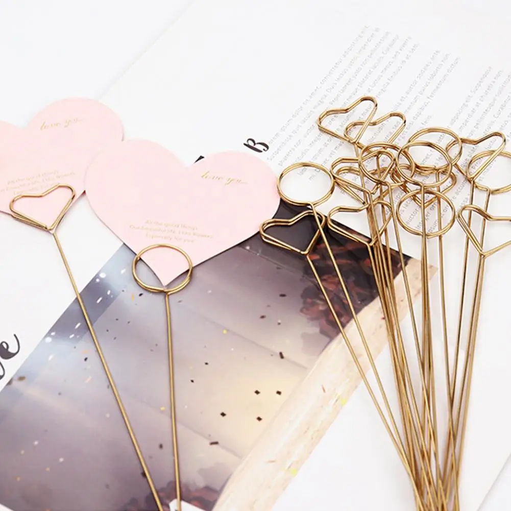 Note Holder Clip Greeting Card Holder Elegant Metal Card Holders Heart/round Shape Clips for Greeting Cards Floral Arrangements
