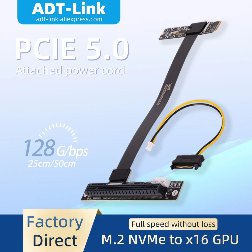 ADT-Link M.2 M externe grafische kaarthouder NVMe met verticale