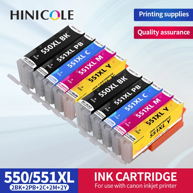 Hinicole Cartucce Di Inchiostro Compatibili Pgi550 Cli551 Per Canon Mg6350 Mg7150 Ip8750 Ip7250 Stampanti Pgi-550 Cli 551 Pgi-550 Cli-551