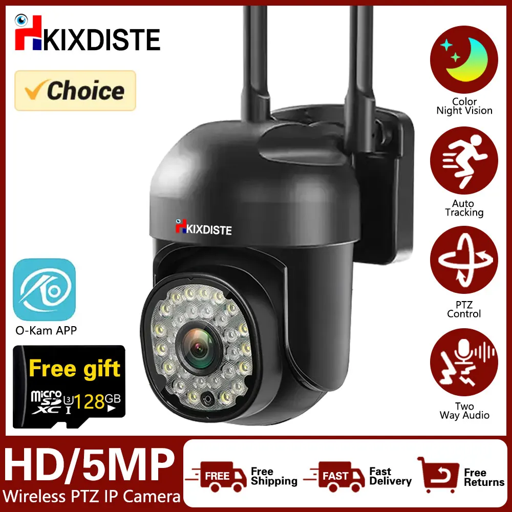 O-Kam 5MP Wifi IP Cameras Outdoor Surveillance 360°PTZ Control Security Protection CCTV Auto Tracking Night Vision Two Way Audio