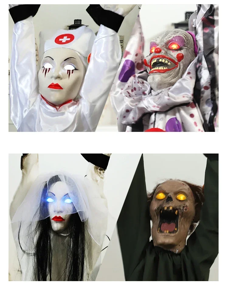 Halloween Witch Ghost Decor Horror Pendant Glowing Prank Props Electric Toys Haunted House Bar Club Home Festival Decoration