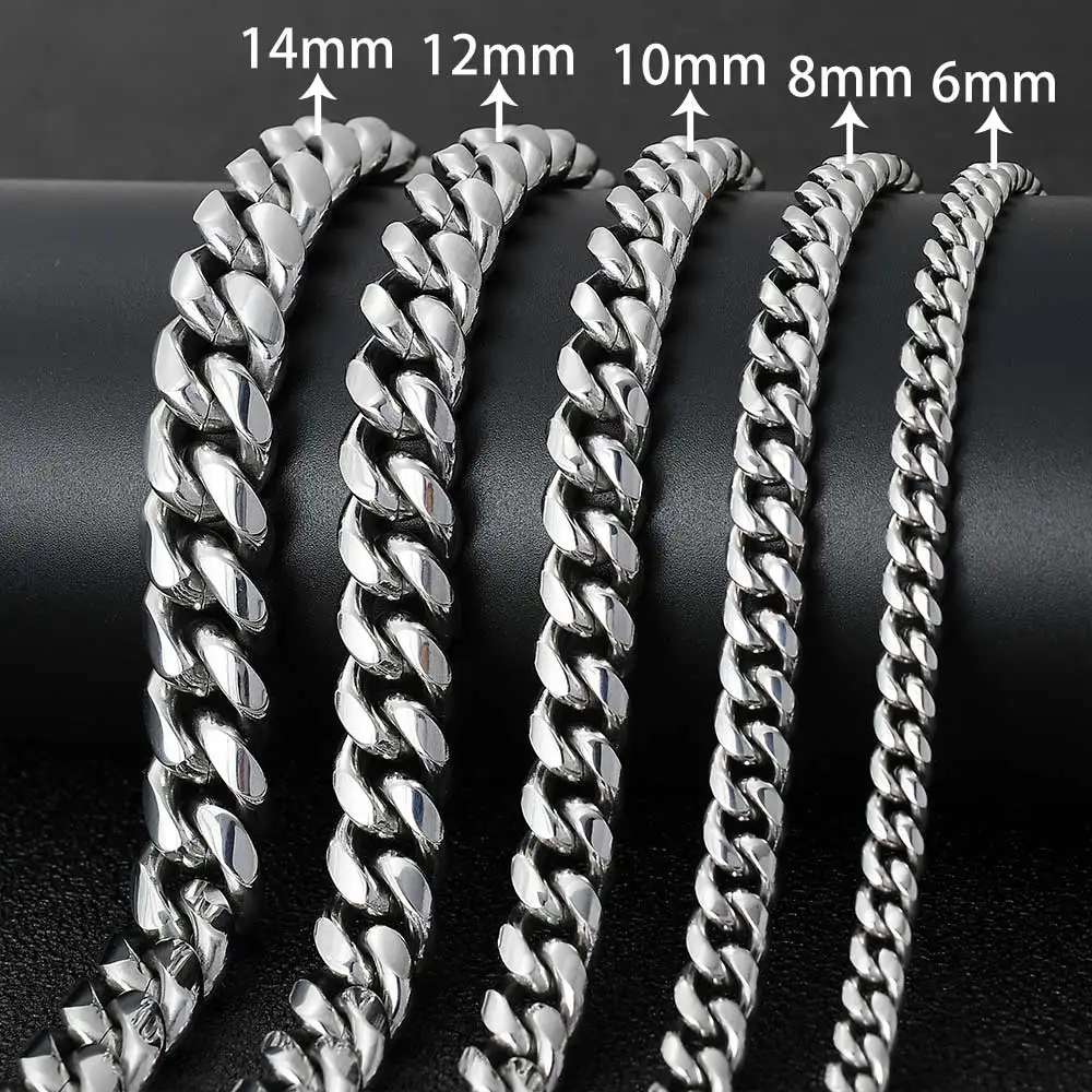 Cuban Chain Hiphop Rock Party Stainless Steel Jewelry Silver Gold Plated Luxury Men Necklace