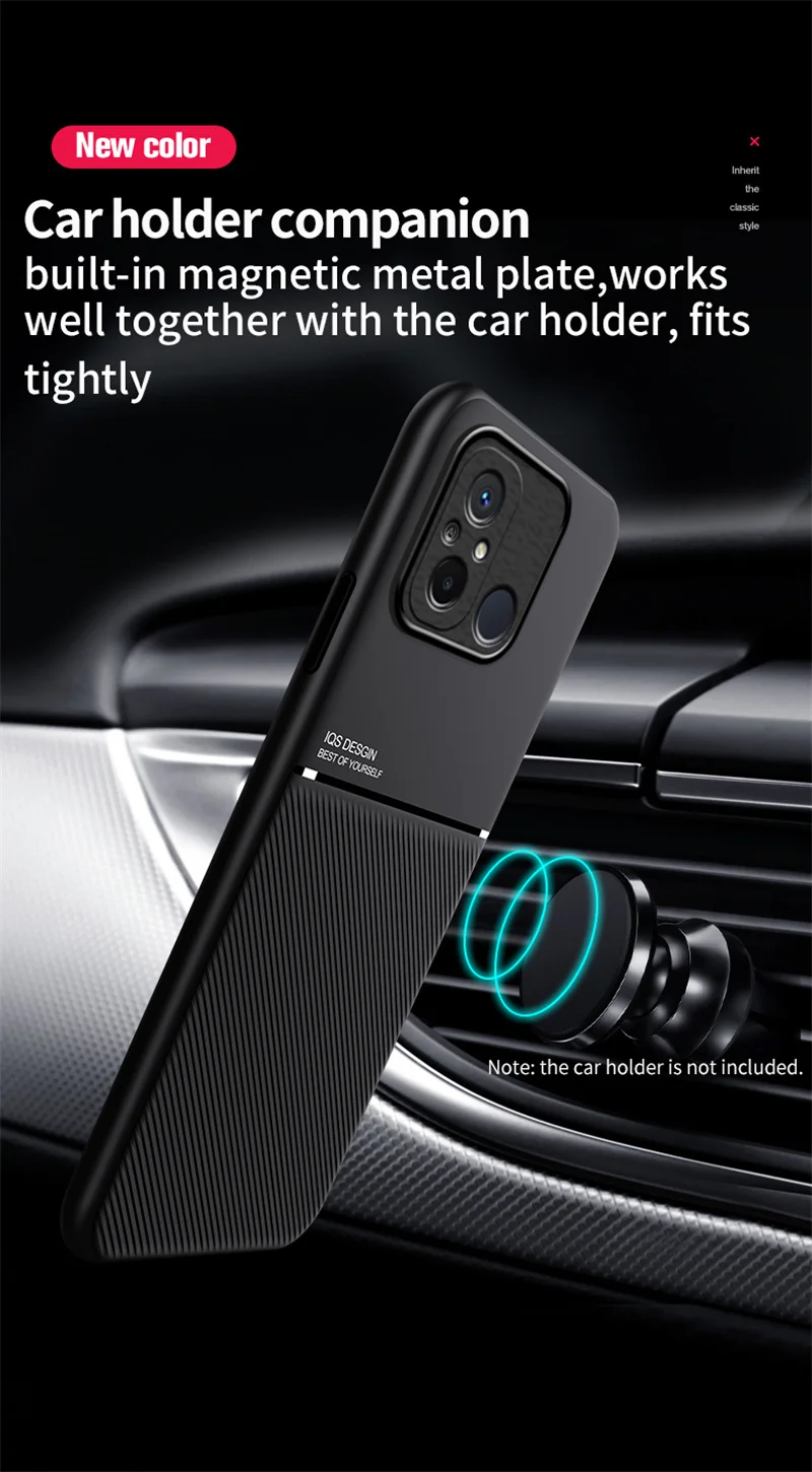 For Xiaomi Redmi 12C Case Magnetic Car Holder Leather Phone Cases For Redmi 12 C C12 Redmi12C 4G 2023 6.71" Soft Back Cover