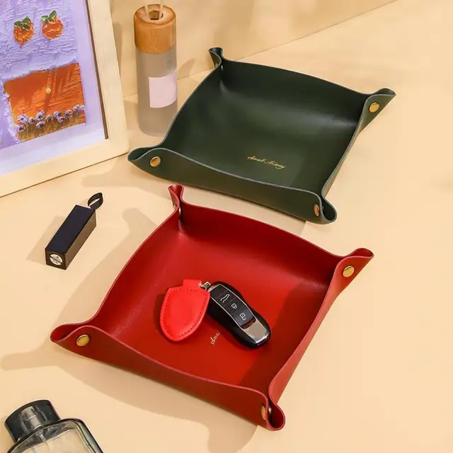A Waterproof, Multi-functional Pu Leather Storage Tray, With Nordic Retro  Simple Style, For Jewelry, Watch, Coins, Car Keys, Remote Control,  Lipstick, Candy, Tableware, Bedside Cabinet, Desktop Storage, Keys,  Portable Travel Tray For