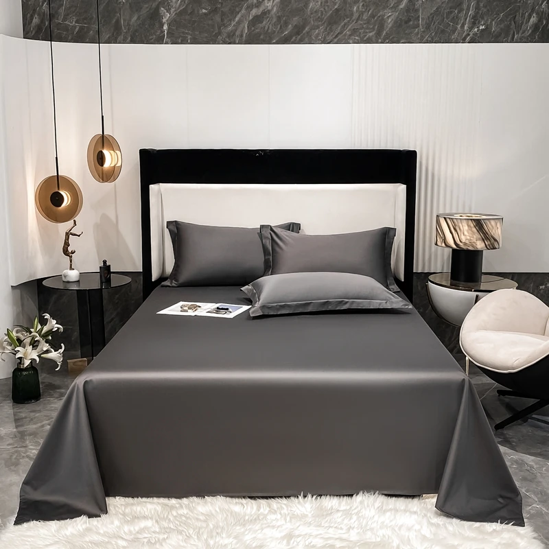 1000TC Egyptian Cotton Luxury Bed Sheet Set 4/6pcs Bedding Sheet Soild Color Flat Fitted Bedsheets with Pillowcases Queen King 4