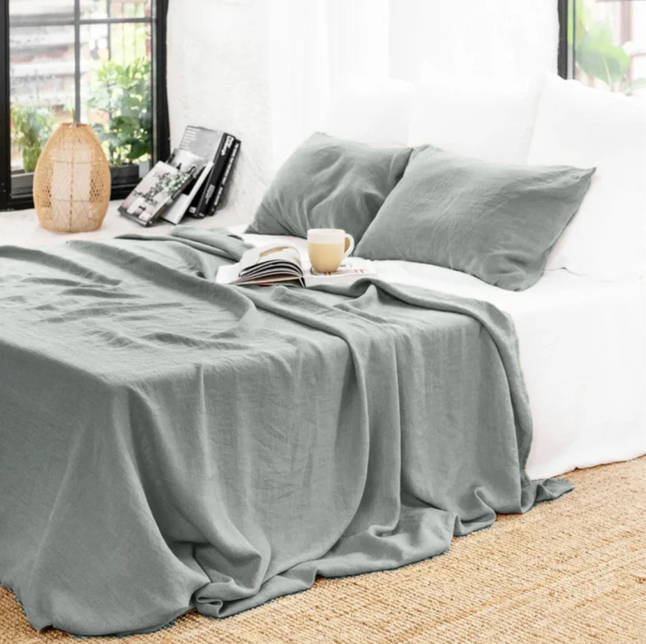 Washed French Bed linens Pure linen Bedsheets 1Piece for Single and double bed