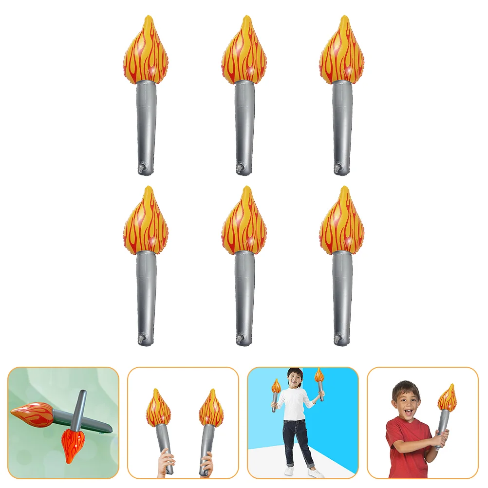 

6 Pcs Inflatable Torch Ornament Halloween Decor Artificial Children Performance Tool Kids Plaything Pvc Toy Role Toys