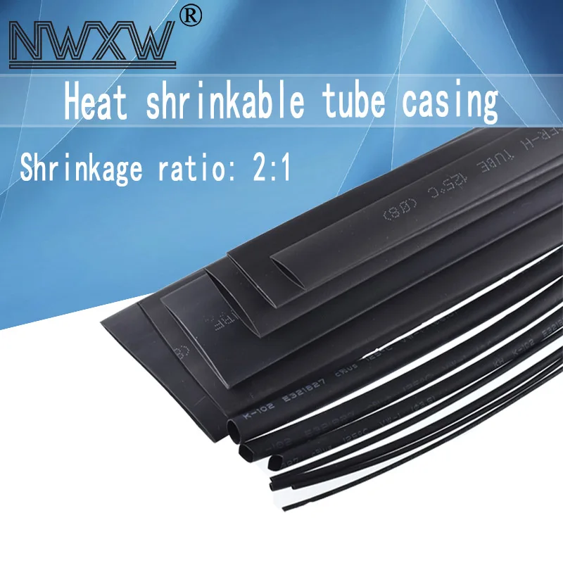 Insulation heat shrinkable tube 1 meters black diameter 15mm-40mm