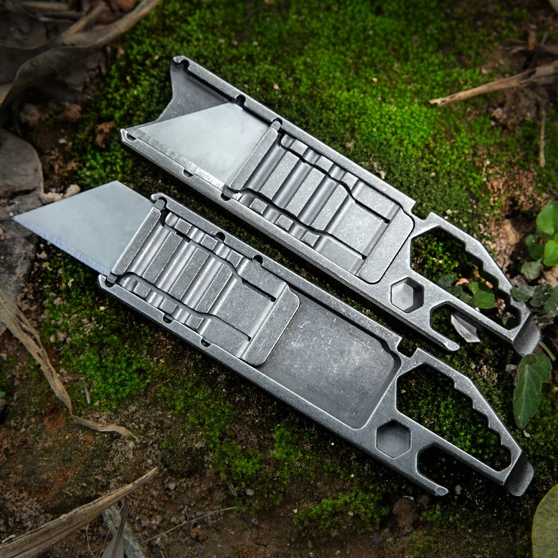 

Titanium Utility Knife Folding Knife Wallpaper Knife Box Opener Hanging Buckle TC4 Knife Multifunction EDC