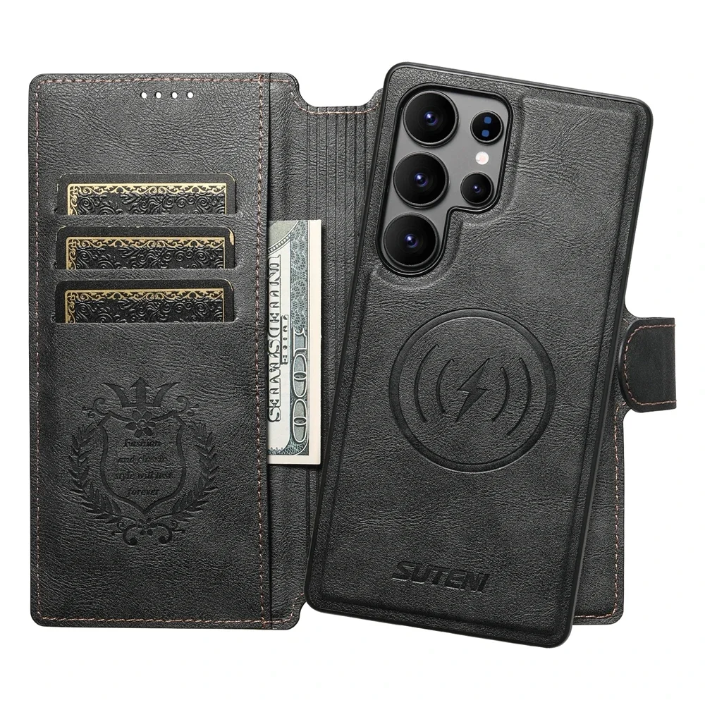 Premium 2-in-1 Flip Wallet Phone Case with Magnetic Card Slots and Wireless Charging Compatibility