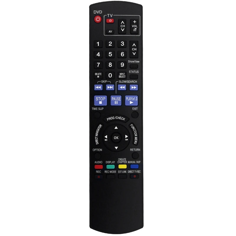 1 Pz Sostituire Il Telecomando In Plastica Nera Per Panasonic Dvd Recorder Showview Dmr-Ex85 / Dmr-Ex87 / Dmr-Ex8
