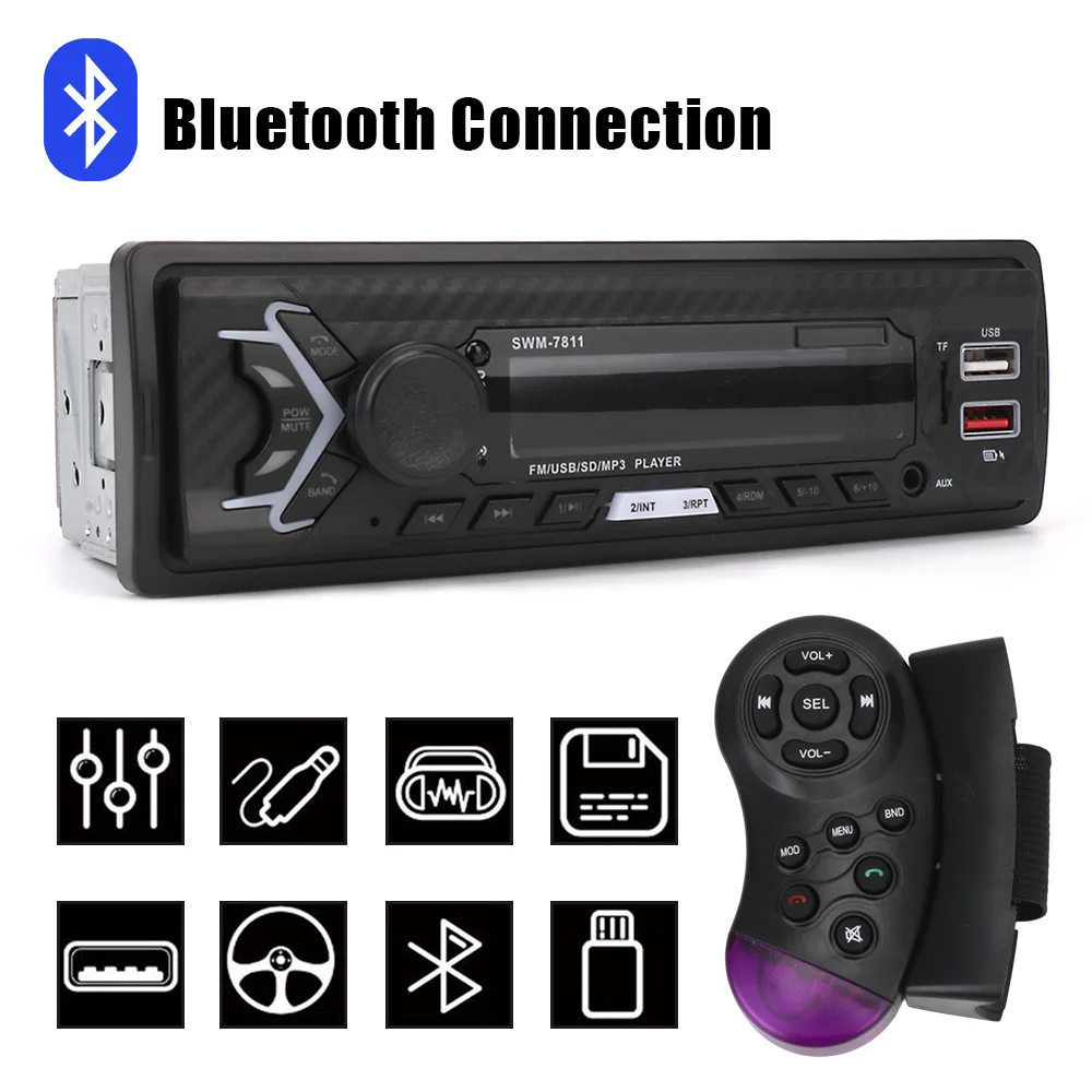 

1-DIN Car Radio Multimedia Head Unit Handsfree SWM-7811/7812 Auto Parts Auto Stereo Bluetooth AUX Function with Voice Control