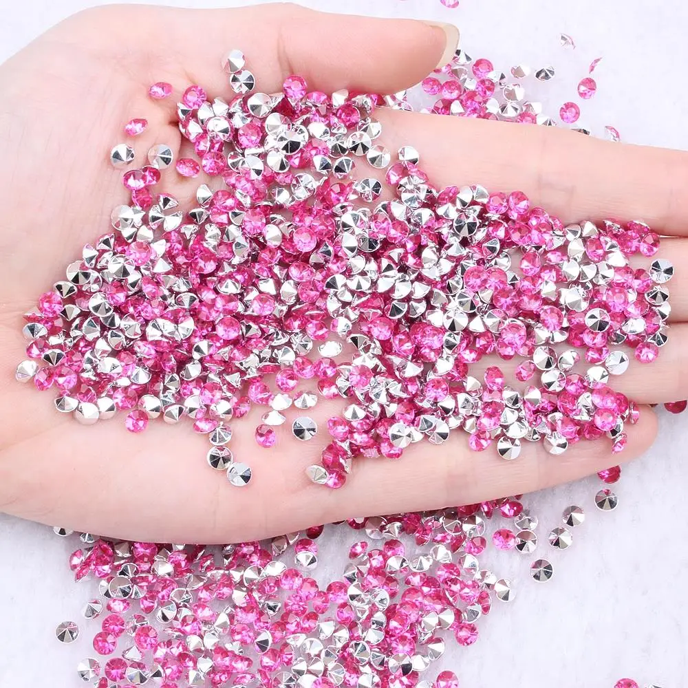 

New Acrylic Rhinestones 3mm 10000pcs Many Colors Point Back Beads Glue On Round Shape Handimade Craft Ornament Diy Trimming