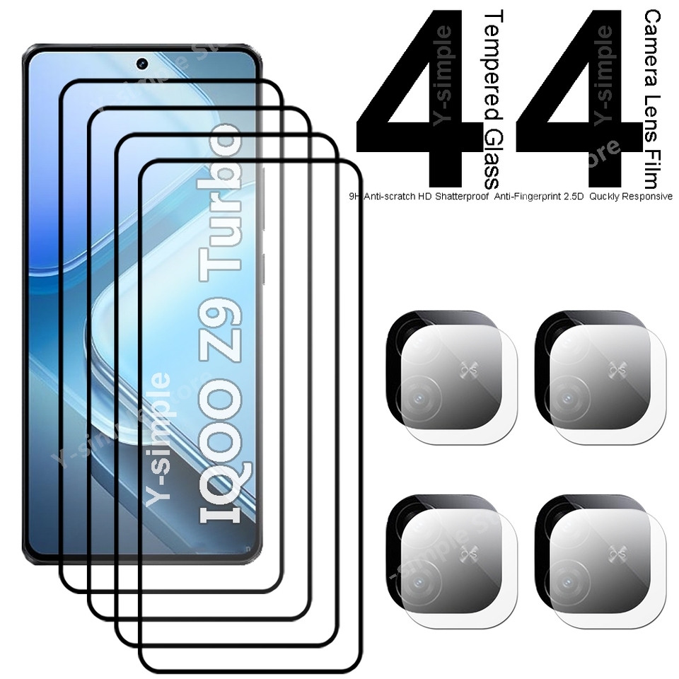 4+4 Phone Glass For vivo IQOO Z9 Turbo Screen Protector Full Coverage Soft Camera Lens film For IQOO Z9 Tempered Glass