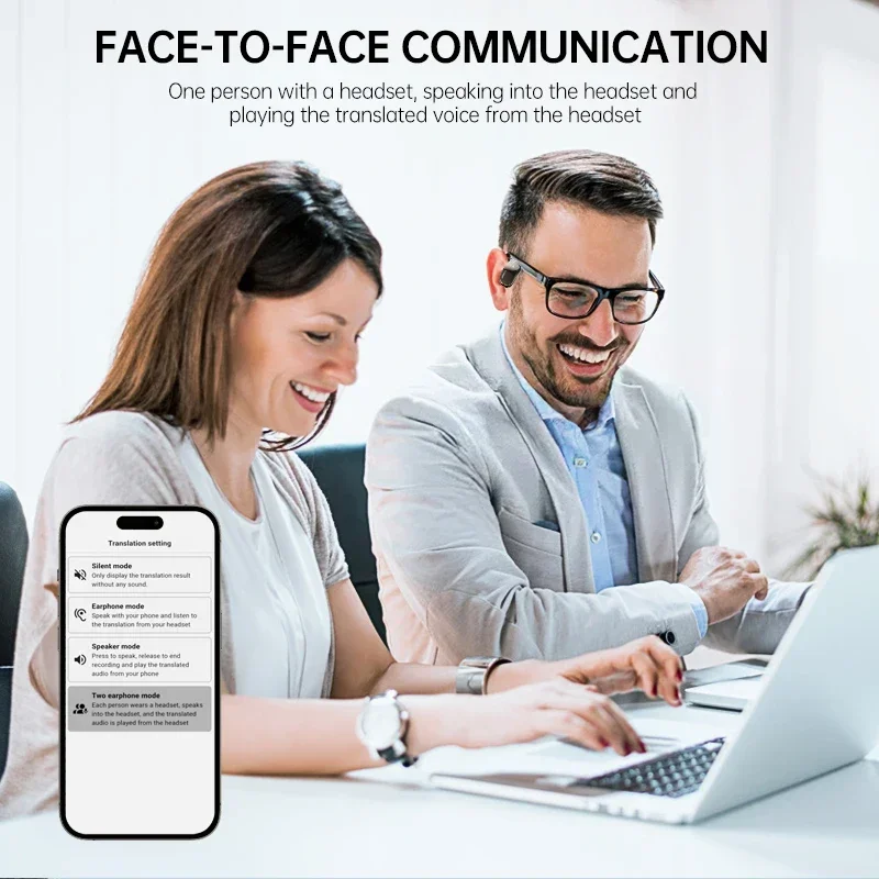 AI Translator Earbuds 144 Languages Real Time Translation Wireless Bluetooth Earbuds for Travel Business Meetings Learning