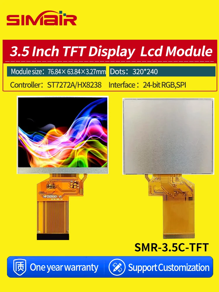 HD Full View ST7272A TFT Industrial Control Level Replace HP350S001 3.5 Inch TFT Display IPS 54 pin 320x240 Spi Lcd Module
