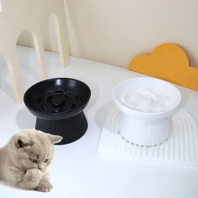 Cats Cat Anti-choking Feed Dogs Food Pet Slow Bowls Ceramic Elevated Small Feeders Anti-gulping Eating Puppy Bowl Supplies 3