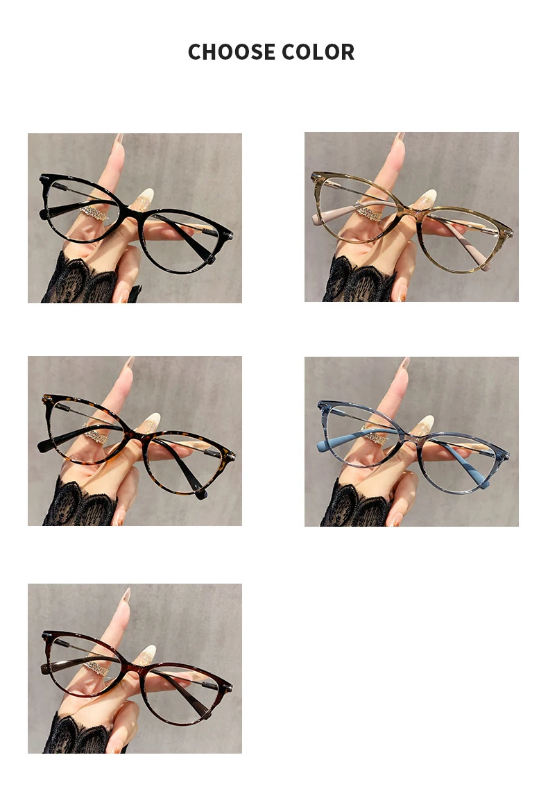 Koreanischen Stil Personalisierte Cat Eye Anti-blau Licht Myopie Gläser Für Frauen Mit High-end-Mode Gläser 6119 – Detail 8