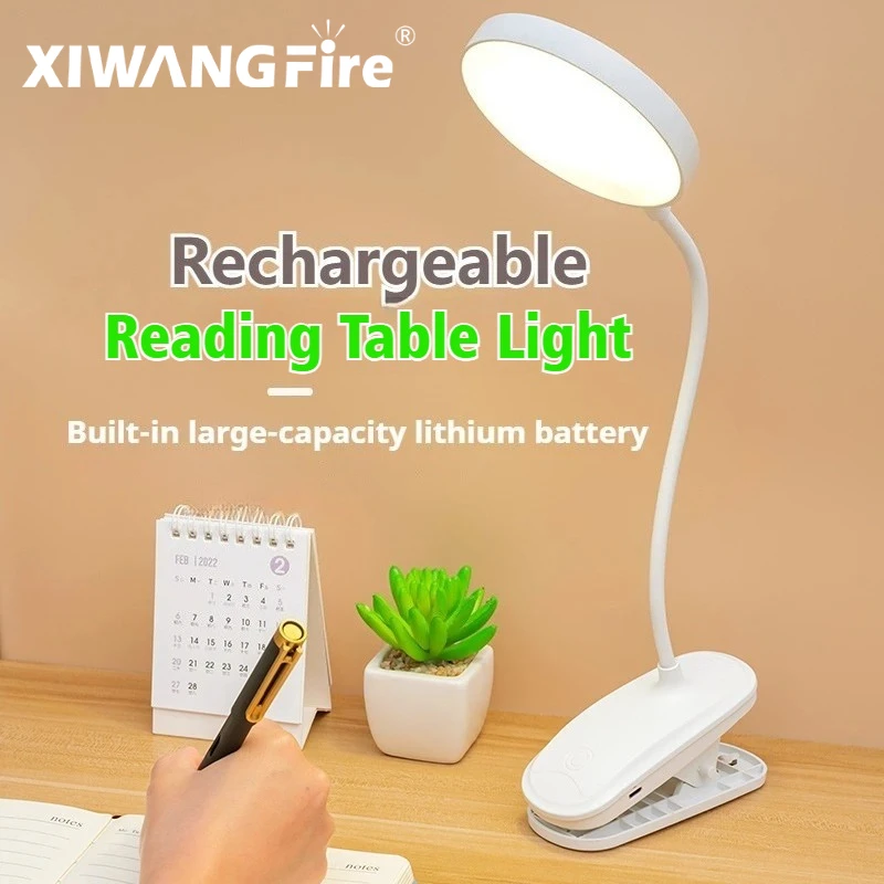 LED Portable pince lampe de Table USB Rechargeable pince lampe de bureau lit lecture veilleuse tactile 3 Modes de gradation lumière de Protection des yeux
