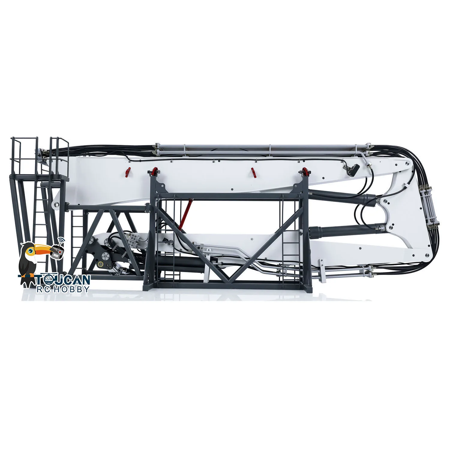 Sdff90374c04945baa6bb0a96b8f4991fJ 1/14 koparki hydrauliczne RC K970-300 maszyna do rozbiórki z wymiennym 2-ramiennym zdalnie sterowanym dźwiękiem TOUCAN
