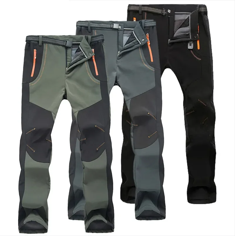 

Waterproof Fleece SoftShell Pants Men Fishing Camping Hiking Climbing Trekking Hunting Windbreaker Outdoor Trousers S-5XL Winter