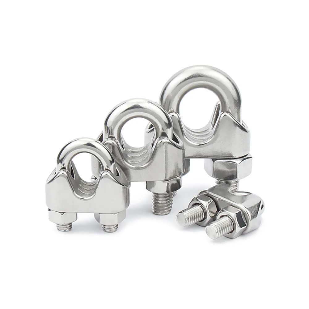 1-50Pcs M2-M32 316 Stainless Steel U Type Wire Rope Clamp