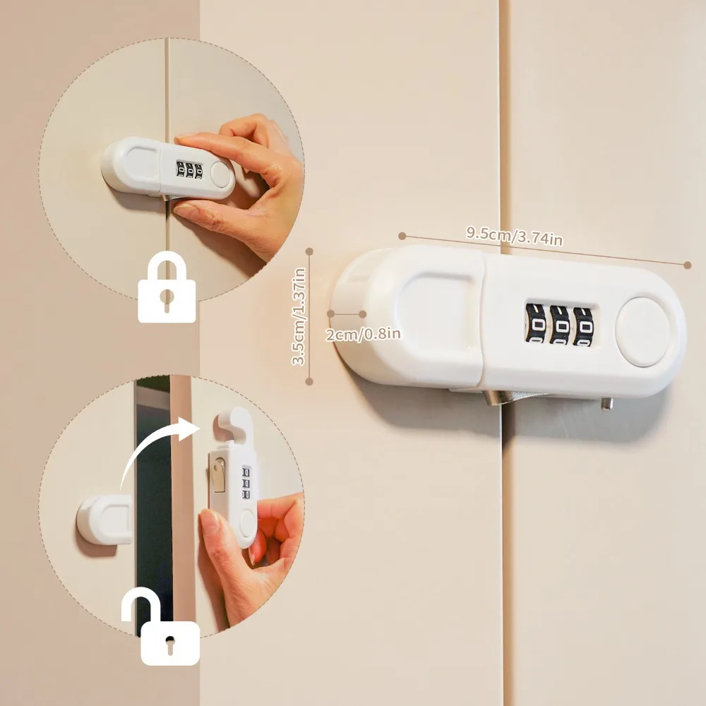 Drawer Password Lock Non Perforated Cabinet Door Safety Lock Double Opening Refrigerator Office Anti-theft Cabinet
