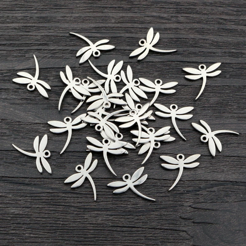 30pcs 14x15mm Egyenlőtlen szárnyú szitakötők charms 316 Rozsdamentes Acél nincs Utána ereszt aranyos Karcsat Nyakdísz Medál charms DIY ékszer Gyártás Látlelet