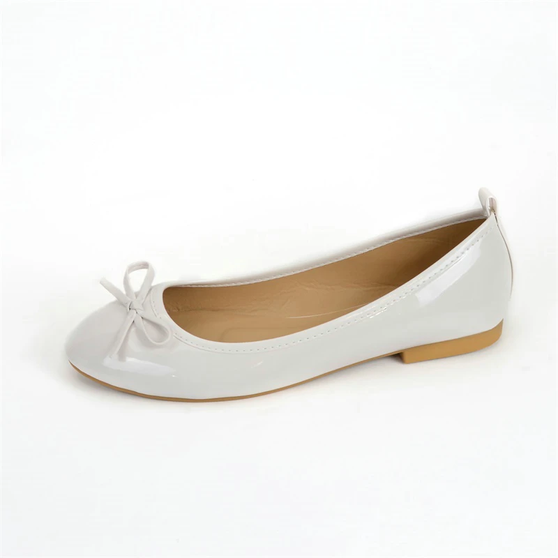 Women's bow flat shoes round toe soft sole non-slip comfortable white daily  casual  ballet shoes 4